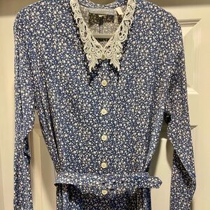 Vintage 80’s Carol Anderson , Blue Floral Midi Dress